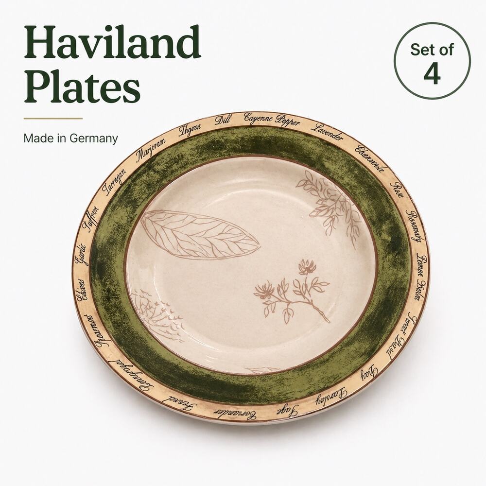 Johann Haviland Bavaria Green Garland Bread Plates Set of 4